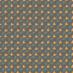 Flat butterflies pattern with leaf