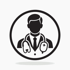 Doctor Icon with Stethoscope. Nurse logo, medical and health care hospital patient examination