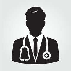 Doctor Icon with Stethoscope. Nurse logo, medical and health care hospital patient examination
