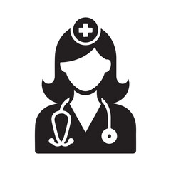 Doctor Icon with Stethoscope. Nurse logo, medical and health care hospital patient examination