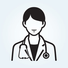 Doctor Icon with Stethoscope. Nurse logo, medical and health care hospital patient examination