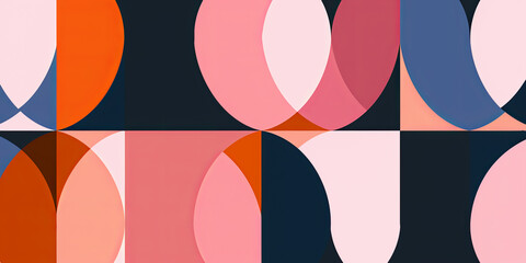 Abstract geometric background with overlapping circles in retro style. Vector illustration.