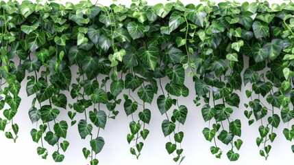 Flowing jungle vines with rich foliage, isolated transparent background, detailed texture. Generative AI.
