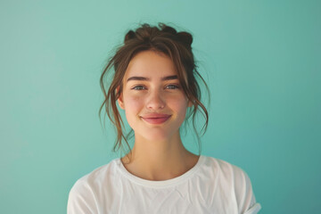 Fototapeta premium A close up portrait of a young woman with a subtle smile