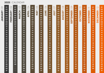 Modern Vertical 2025 Calendar Design. Corporate Planner for Technology Office 2025.