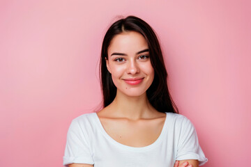 Fototapeta premium A close up portrait of a young woman with a subtle smile