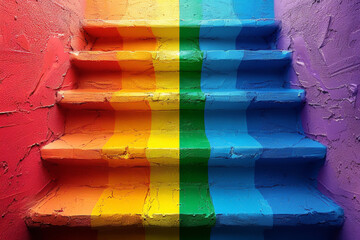 Rainbow painted stairs, LGBTQ wallpaper background
