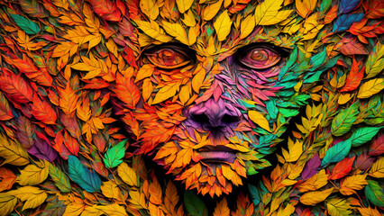 Obraz premium Face made of tree foliage.