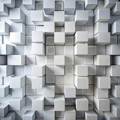 a 3d illustration of white squares and rectangles.