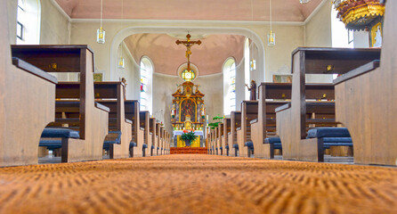 Innenansicht der Filialkirche St. Kilian und St. Bonifatius in Blankenbach im Landkreis...