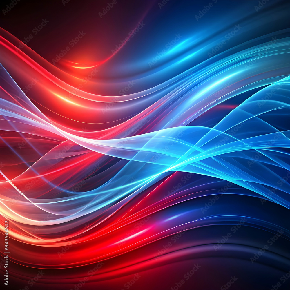 Poster abstract background with smooth lines in red and blue.
