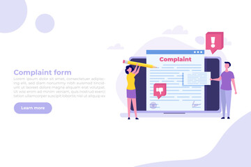 Сomplaint form online concept. Vector illustration.