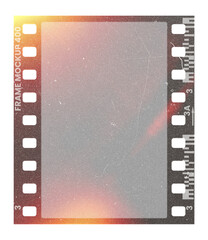Obraz premium Film frame photo strip high-resolution blank filter. 35mm scan template texture effect. Trendy editable camera roll social stories design. Isolated vintage analog cinema empty scratches mockup.