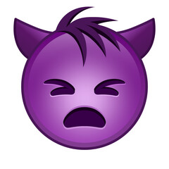 Angry face with horns Large size of purple emoji smile with hair