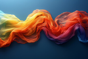 Rainbow fabric draped on blue background, delicate abstract LGBTQ wallpaper