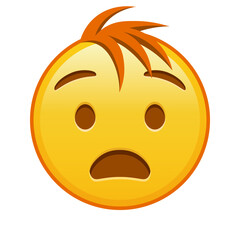 Anguished face Large size of yellow emoji smile with hair