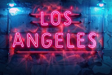 Fototapeta premium Los Angeles town neon light city background