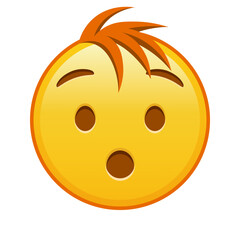 Hushed face Large size of yellow emoji smile with hair