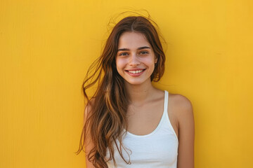 Fototapeta premium A close up portrait of a young woman with a subtle smile