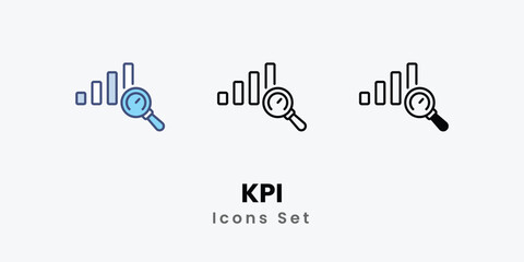 KPI icons vector set stock illustration.