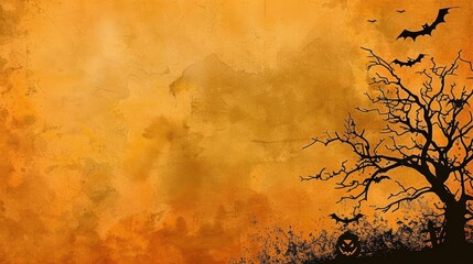 Spooky Halloween Scene with Fog and Bats background