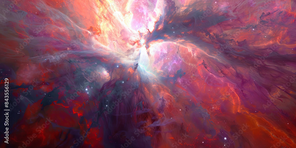 Wall mural nebula and galaxies in outer space, computer generated abstract background