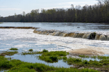 Venta Rapid (Ventas Rumba) waterfall in spring in Kuldiga, Latvia