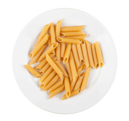 Raw pasta on a plate