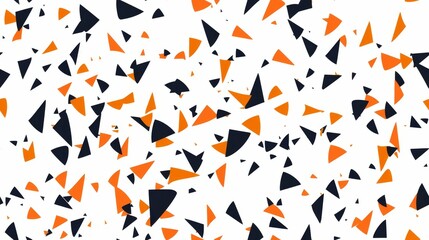 Obraz premium Geometric seamless pattern with black and orange abstract shapes on a white background, creating a bold, modern design.