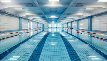 Obraz premium Swimming Pool With Long Line of Lanes