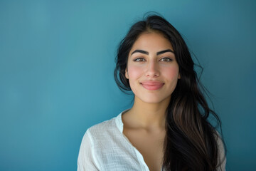 Fototapeta premium A close up portrait of a young woman with a subtle smile