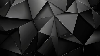 Obraz premium Black abstract geometric background with sharp, angular shapes creating a modern and sleek design. Ideal for technology and contemporary themes.