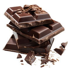 Stack of Dark Chocolate Pieces with Chocolate Shavings