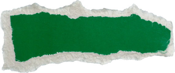 piece of green paper tear isolated on black background