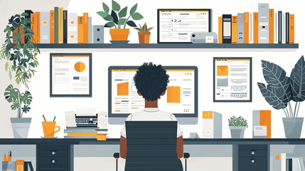 Productive Workflow Organization - Concept illustrations. Collection of scenes with people organizing and improving their workflow and workplace