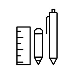 Ruler Pencil and Pen Icon, Suitable for Education and Office Themes