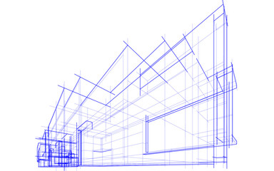 architectural drawing 3d vector illustration