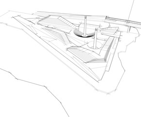 architectural drawing 3d vector illustration