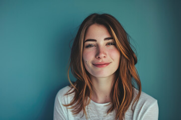 Fototapeta premium A close up portrait of a young woman with a subtle smile