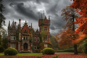 Building architecture autumn house.