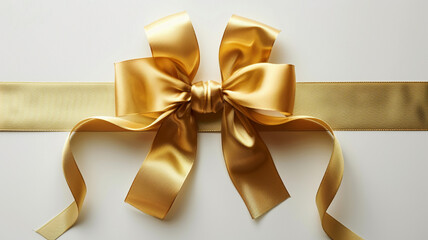 Fototapeta premium Golden Ribbon Bow for Christmas and Anniversary Gifts