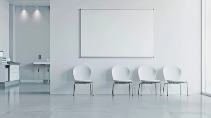 mockup of an empty white room with poster on the wall