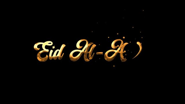 Elegant Eid al Adha Mubarak Animation. Eid Al Adha Mubarak Text calligraphy in Gold Color. Eid Al-Adha with golden color.