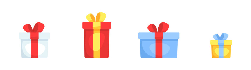 Gift Set Icons. Gift Wrapper Icons. Flat style. Vector icons.