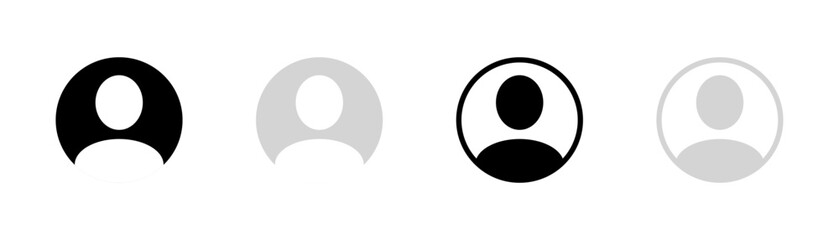 Profile Icon Set Icons. Linear, Silhouette and Flat style. Vector icons.