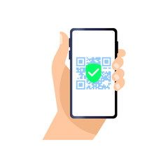 QR-code Set Icons. Phone in Hand Icons. Flat style. Vector icons.
