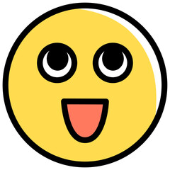 Fototapeta premium Expressive emoji icon of looking up and smiling. Vector illustration isolated on transparent background.