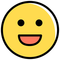 Expressive emoticon of a friendly face, vector illustration isolated on a white background.