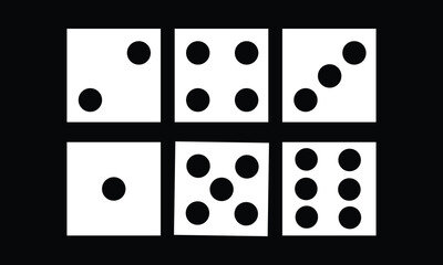Minimalist dice set. Dice signs Isolated background. Vector illustration for game design and learning materials.