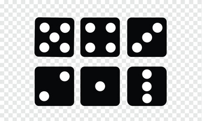 Set of monochrome dices. Vector isolated dice icons. Eps 10.